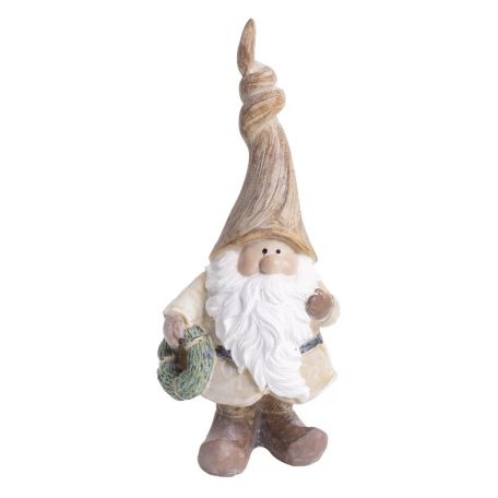 Mikulás figura koszorúval - Krém-barna - 13 cm