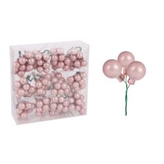   Üveg karácsonyfadísz pick - 1,5 cm - 12 db/csokor - Silkpink