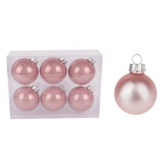 Üveg karácsonyi gömb - Silkpink - 6 cm - 6 db/csomag