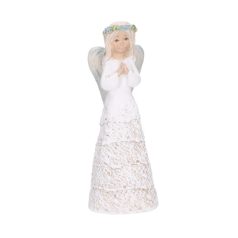 Angyal figura kék koszorúval - 17 cm