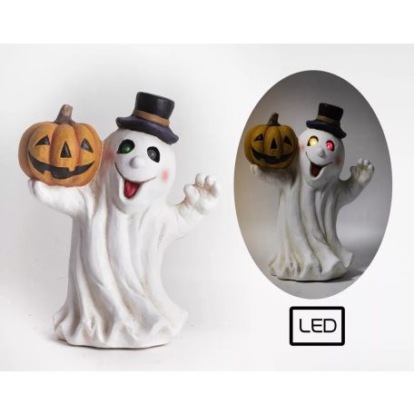 Kültéri szellem figura tökkel LED-es - 35 cm