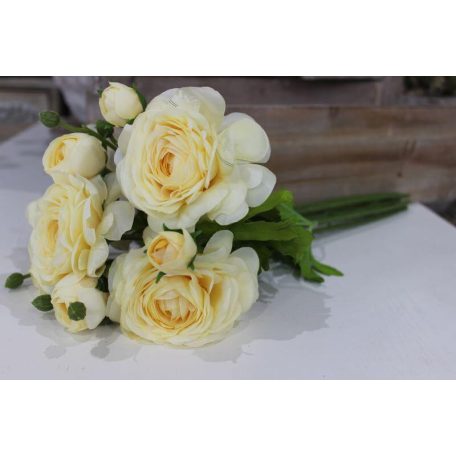 Krémszínű ázsiai boglárka (ranunculus) csokor - 45 cm