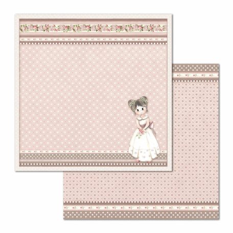 Stamperia scrapbook papír - Kislány kis szívekkel - 2 oldalas - 31,5 x 30,5 cm - SBB-682