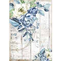  Dekupázs rizspapír A4 - Romantika kék virág - DFSA4560