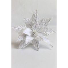 Bársony karácsonyi rózsa - Fehér - 25 cm 