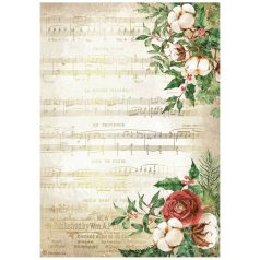   Stamperia rizspapír - A4 - 21x30 cm - Romantic Home for the holidays music - DFSA-4704