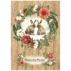   Stamperia rizspapír - A4 - 21x30 cm - Home for the holidays welcome home bunnies - DFSA-4705