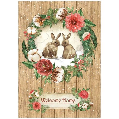 Stamperia rizspapír - A4 - 21x30 cm - Home for the holidays welcome home bunnies - DFSA-4705