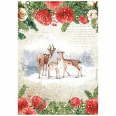   Stamperia rizspapír - A4 - 21x30 cm - Romantic Home for the holidays deers - DFSA-4707