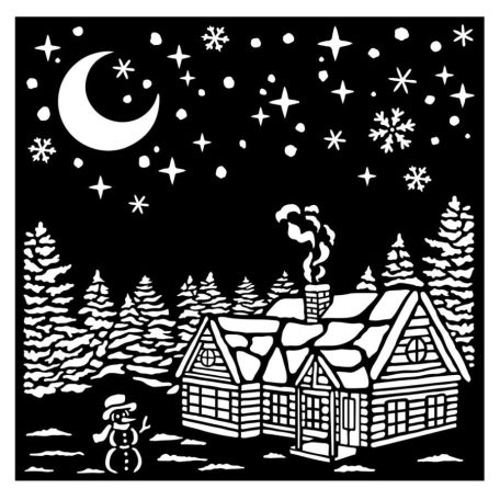 Stamperia stencil - 18x18 cm - Christmas village  - KSTDQ-74 