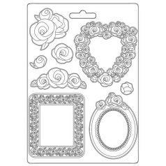   Lágy PVC öntőforma - A4 - Parfum frames and roses   - K3PTA- 4554