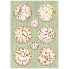 Stamperia rizspapír - A4 - Welcome Home clocks - DFSA-4743