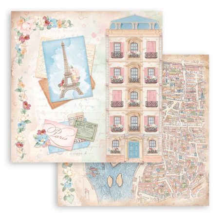 Stamperia scrapbook papír - Happiness Oh lá lá Tour Eiffel - 2 oldalas - 31,5 x 30,5 cm - SBB-927