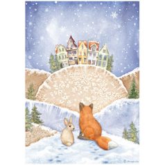   Stamperia riszpapir - A4-Winter Valley fox and bunny - DFSA4797 