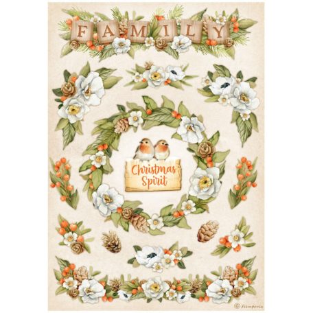 Stamperia riszpapir - A4 - Winter Valley family garlands- DFSA4801