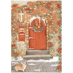   Stamperia riszpapir  A4 - All Around Christmas red door - DFSA4804 