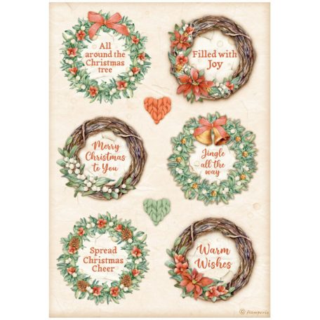 Stamperia riszpapir - A4 - All Around Christmas 6 garlands-DFSA4805 