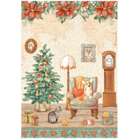 Stamperia riszpapir  A4 - All Around Christmas sweet room-DFSA4807