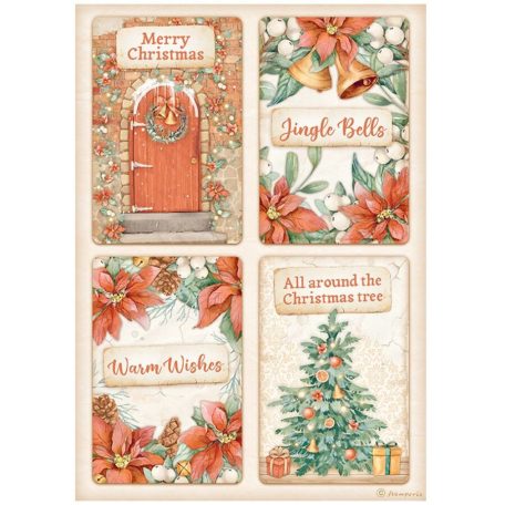 Stamperia rizspapír - A4 - All Around Christmas 4 cards-DFSA4808