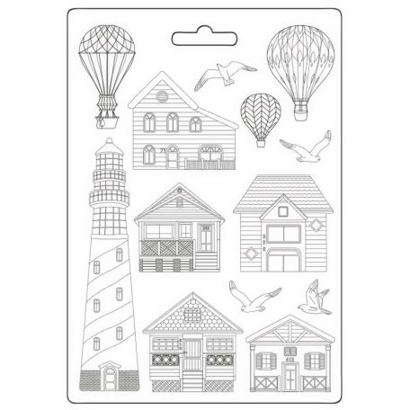 Lágy PVC forma - A4 - Sea Land houses and lighthouse - K3PTA-4576