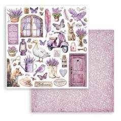   Stamperia scrapbook papír - 2 oldalas -  Lavender elements - SBB-1003 