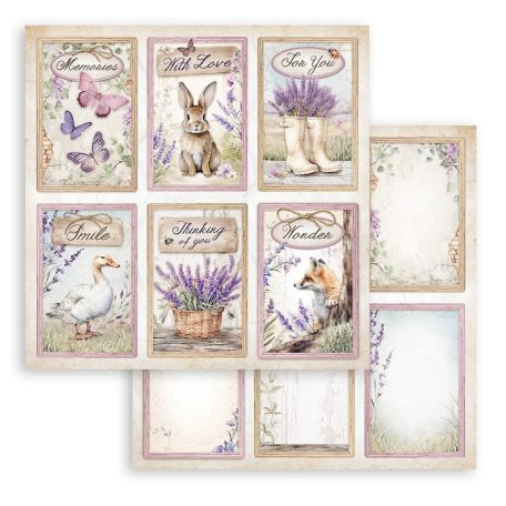 Stamperia scrapbook papír - 2 oldalas - Lavender 6 cards - SBB-1004