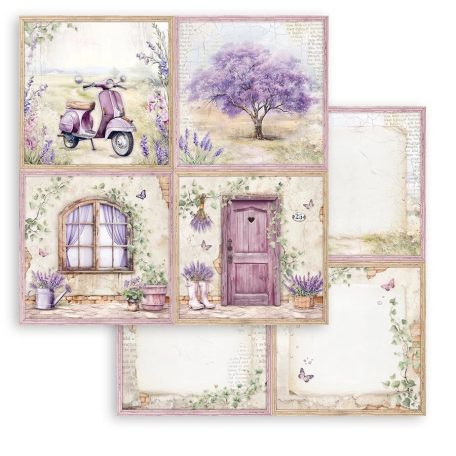 Stamperia scrapbook papír - 2 oldalas - Lavender 4 cards - SBB-1006