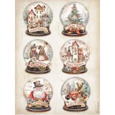   Stamperia rizspapír - A4 - Christmas snowglobes - DFSA-4937 