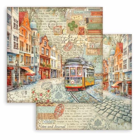 Scrapbbok papír - Art of Travelling tram - 31,5x30,5 cm - SBB-1038