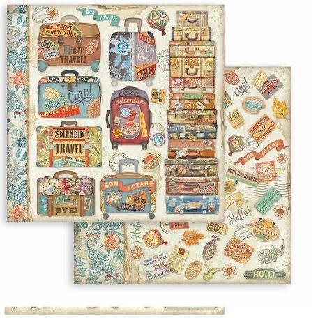 Scrapbbok papír - Art of Travelling suitcases - 31,5x30,5 cm - SBB-1042