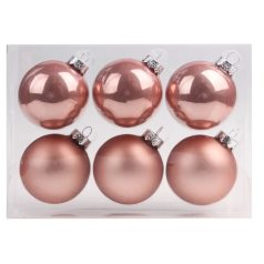 Karácsonyi gömb - Rosegold - 6 cm - 6 db/csomag