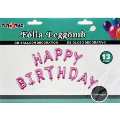 Lufi fólia szett Happy Birthday rózsaszín -13 db/csomag