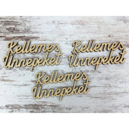  Natúr fa - "Kellemes Ünnepeket" felirat - 9 cm - 3 db/csomag 