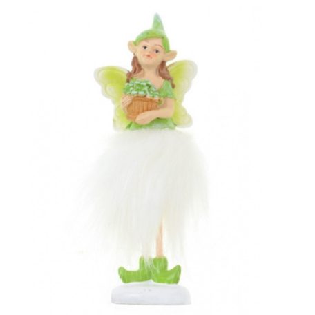 Tündér figura virággal zöld - 13,3 cm