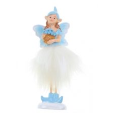 Tündér figura virággal kék - 13,3 cm  