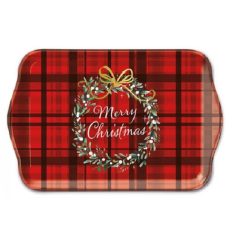   Ambiente karácsonyi tálca - Christmas Plaid Red - 13x21cm  