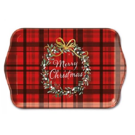 Ambiente karácsonyi tálca - Christmas Plaid Red - 13x21cm  