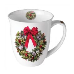   Ambiente karácsonyi porcelánbögre - Bow On Wreath - 400 ml