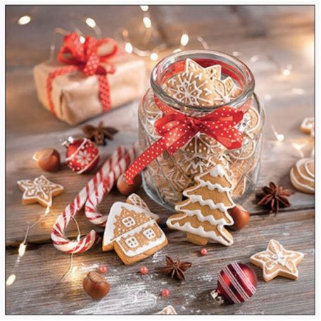 Ambiente papírszalvéta - Christmas cookies jar - 25x25 cm, 33x33 cm - 20 db/csomag