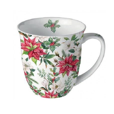 Ambiente karácsonyi porcelánbögre - Christmas florals - 400 ml