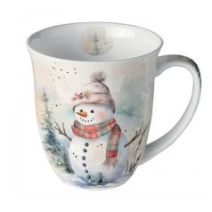   Ambiente karácsonyi porcelánbögre - Snowman in nature - 400 ml