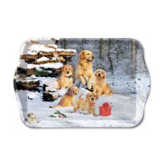   Ambiente karácsonyi kistálca - Golden retriever puppies - 13x21cm