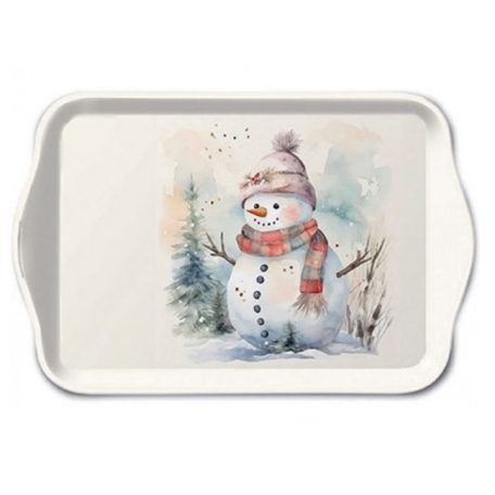 Ambiente karácsonyi kistálca - Snowman in nature - 13x21cm