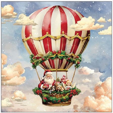 Ambiente papírszalvéta - Santa's air balloon - 25x25 cm, 33x33 cm - 20 db/csomag