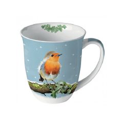   Ambiente karácsonyi porcelánbögre - Robin on branch - 400 ml