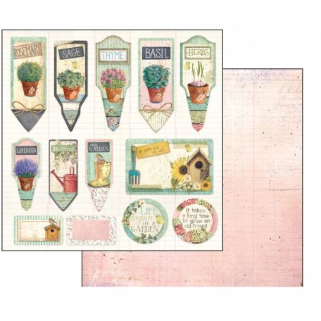 Stamperia scrapbook papír - Garden 2. - 2 oldalas - 31,5 x 30,5 cm