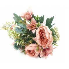  Fehér bogyós vegyes csokor -  Fáradt rózsaszín - 30 cm