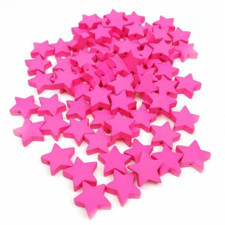 Fűzhetős fa csillag - Pink - 2x2 cm - 80 db/csomag 