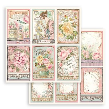 Stamperia scrapbook papír - Parfum - Cards  - 2 oldalas - 31,5 x 30,5 cm - SBB-907