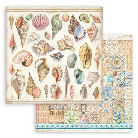 Stamperia scrapbook papír - Blue Dream shells - 2 oldalas - 31,5 x 30,5 cm - SBB-912